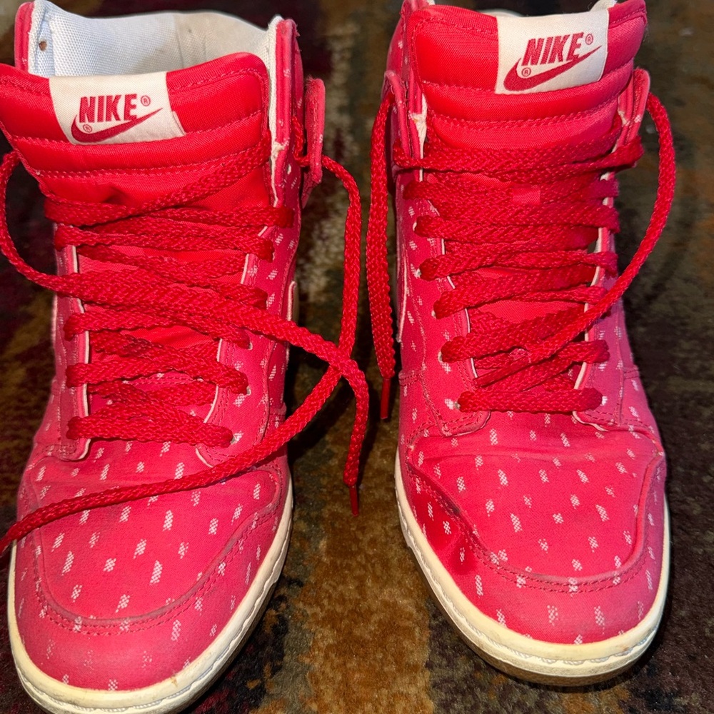 Nike Dunk Sky Hi Print hidden wedge heel shoes in Hyper Red
